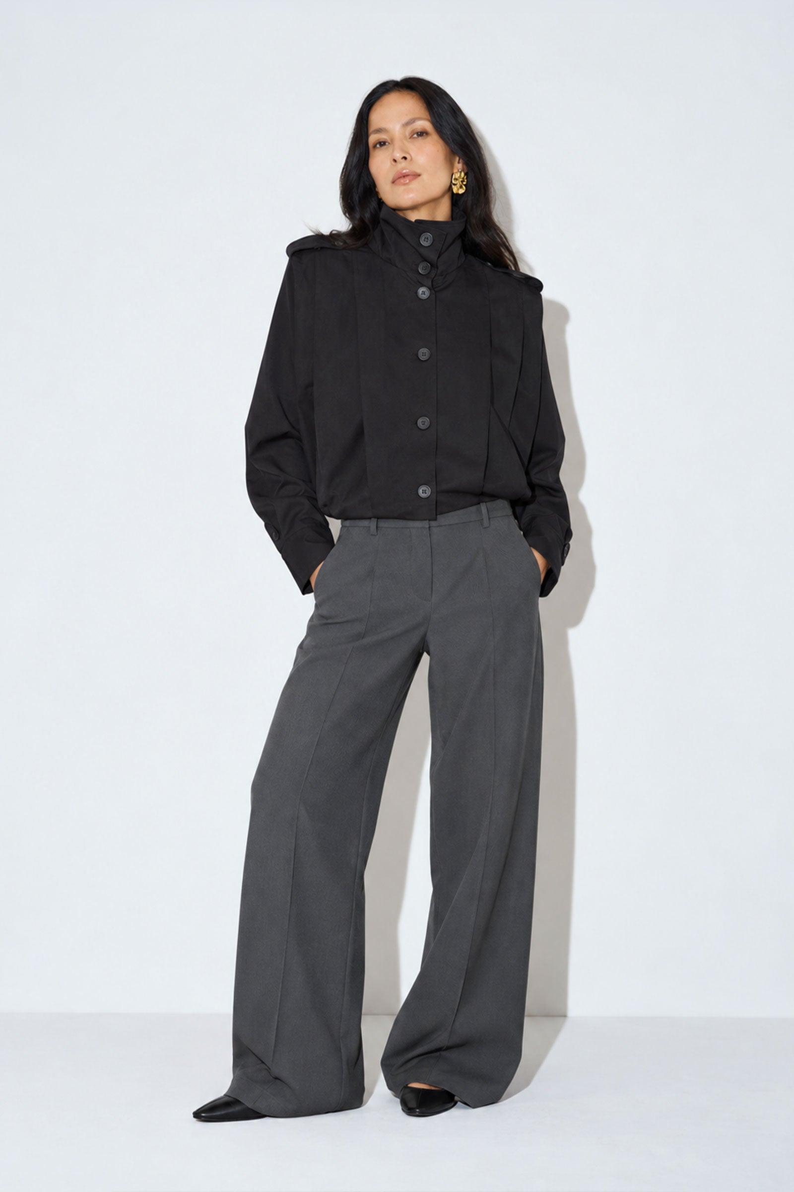 Pleated Trench Jacket