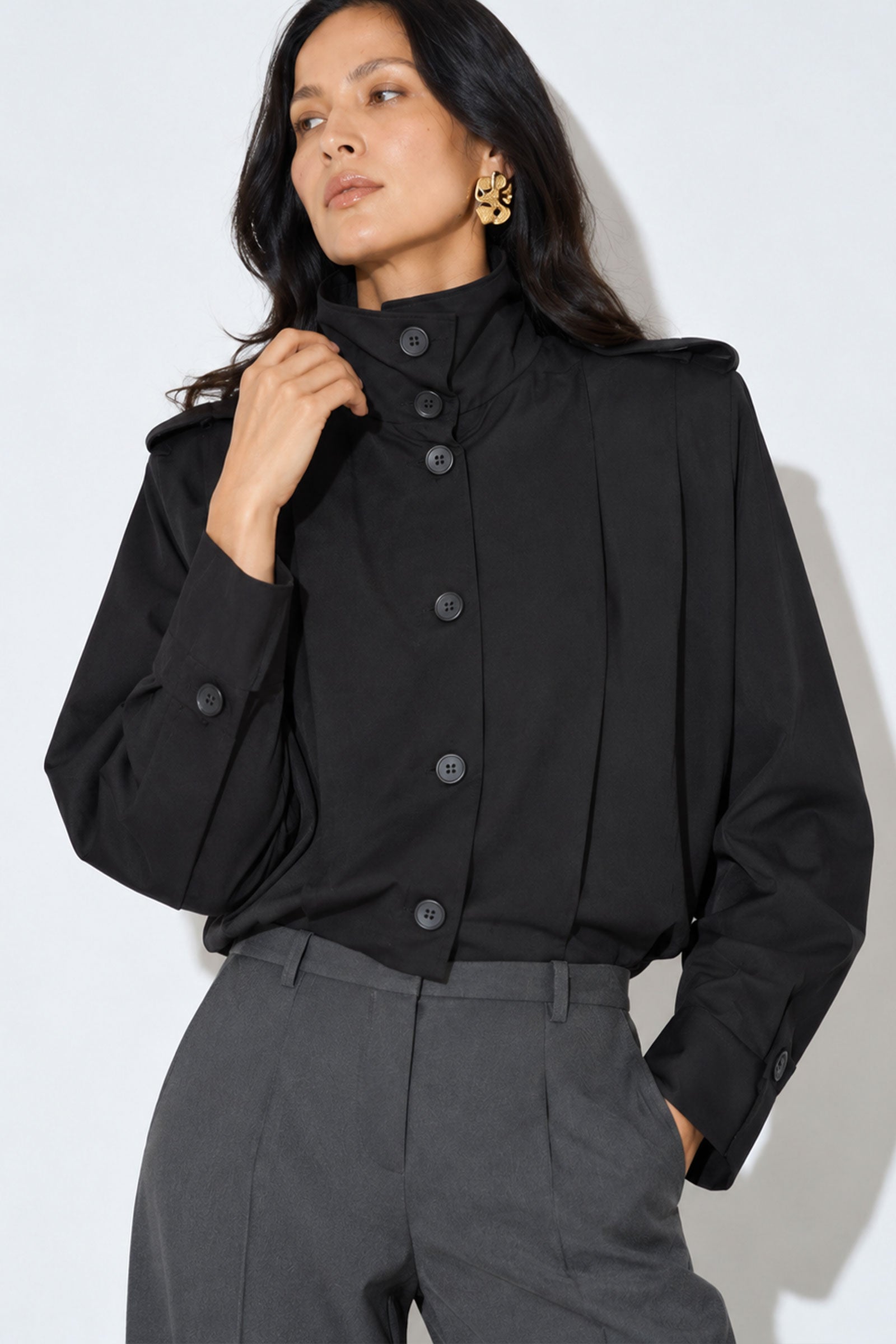 Pleated Trench Jacket
