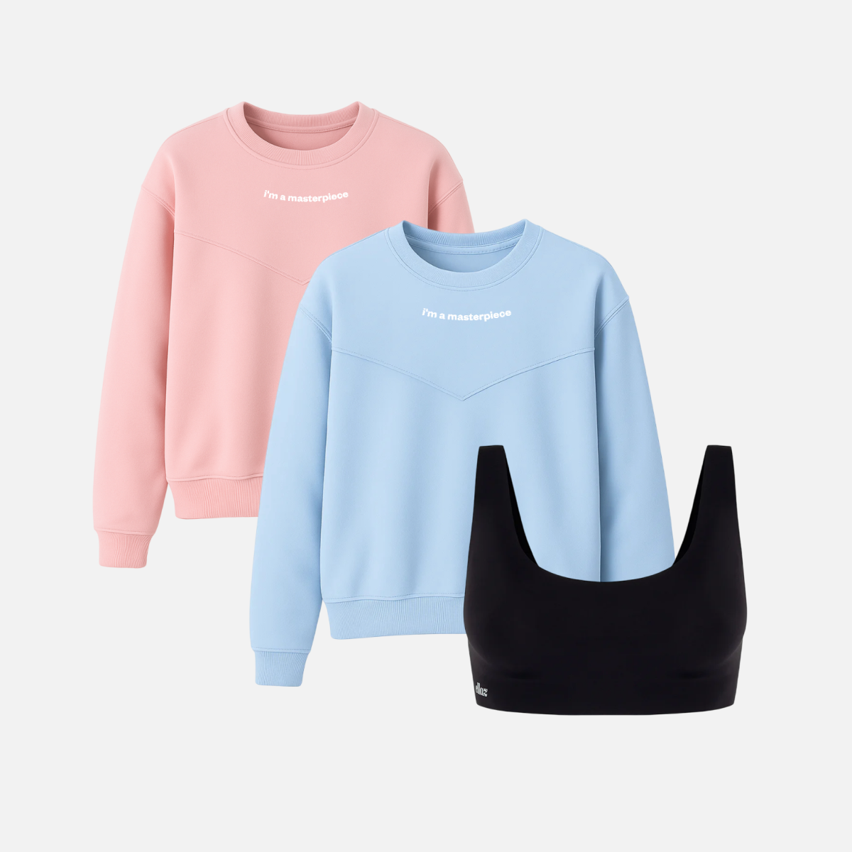 Sudadera de Maternidad + 2 Bralettes cuello redondo seamless black
