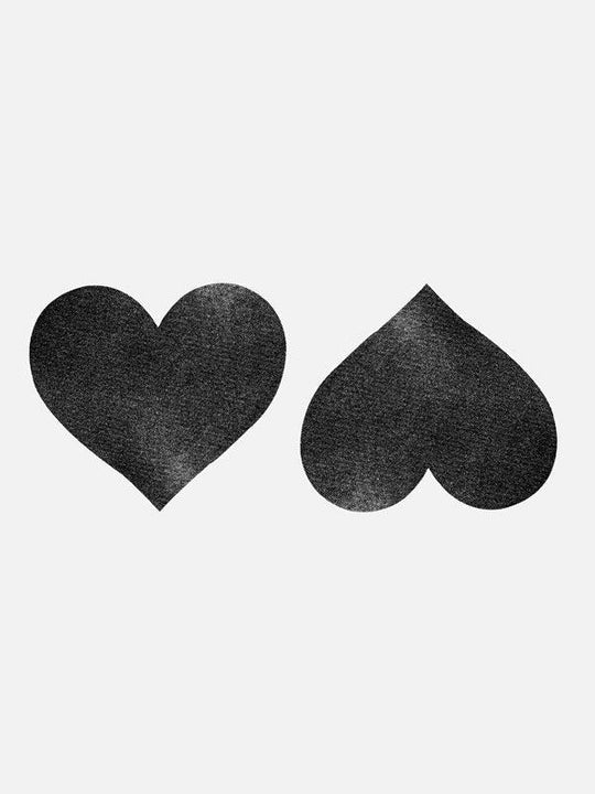 5 Pairs Black Satin Hearts - ellaz