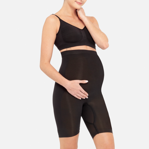 Mujer embarazda con faja de maternidad color negro - ellaz