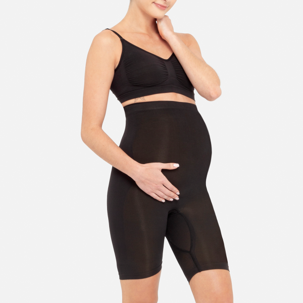 Mujer embarazda con faja de maternidad color negro - ellaz Black