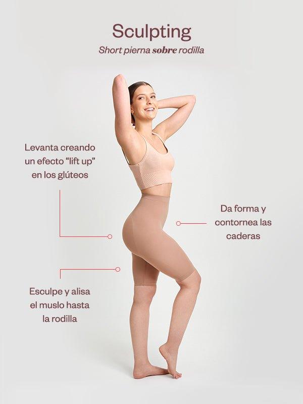 Detalles de uso fajas mujer sobre rodillas short - Sculpting Short Sobre Rodilla Puente Abierto - ellaz